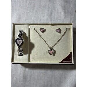 Jean Marc Watch And Jewelry Set “needs New Battery” Pink Heart Design